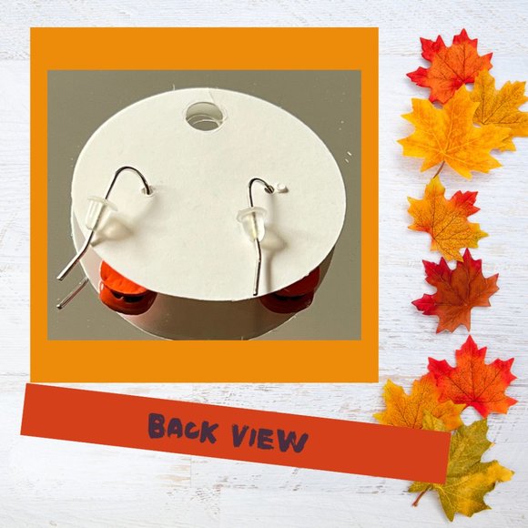 4/$20 Fun Dangle Orange Pumpkin Earrings  ~ NEW - Picture 2 of 2